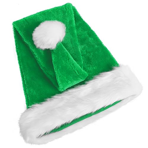 KONVINIT Christmas Hat Santa Hat for Adults,Plus Long Xmas Hat Luxury Santa Claus Hat,Christmas Party Hat for Men and Women,Christmas Accessory for Christmas Party or Costume,green - Image 4