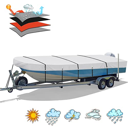 Solim 16Ft Jon Boat Cover, 800D Pu Heavy Duty Waterproof Mooring Cover, Marine Grade Trailerable Polyester Canvas Replacement For Jon Boat 16' Long Beam Width Up To 75 In, Gray #TOP5