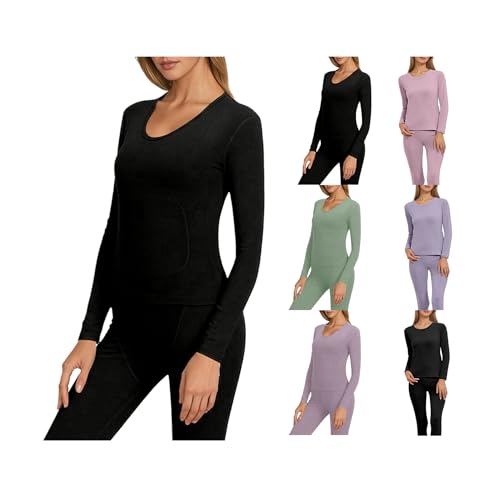 Conjunto Ropa Interior Térmica Mujer Camiseta Manga Larga Pantalón Termico Frio Invierno Grosor Medio Termica para el Frio Extremo Camisetas Mallas Pantalones Leggings Térmicos Ropa Nieve