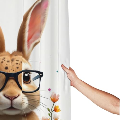 Rideau de douche lapin lavable tissu résistant épais 152x183cm - 3