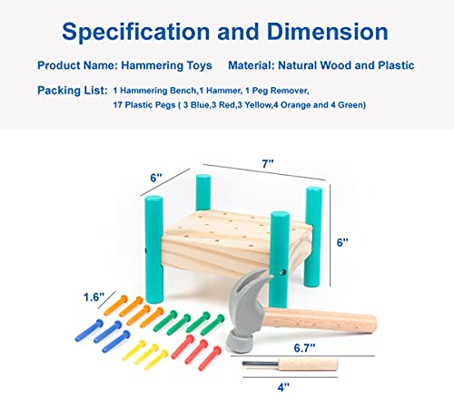 QZJVKBXY Wooden Baby Workbench Pounding Hammer Toy for Toddlers,STEM Educational Preschool Learning Toys for Kids, Great DIY Gift for Boys and Girls - Thumbnail 2