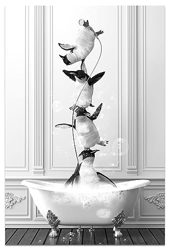 Penguin in Bathtub Wall Art (12x18 in)