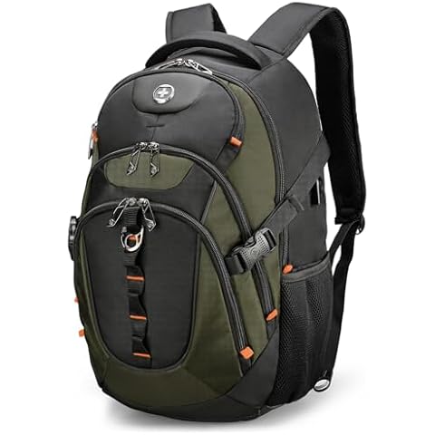 Swissdigital Design Large Business Laptop Backpack with Smart USB Charging Port, Travel Backpack Fits 15.6 inches laptops, Water Repellent College Backpack for Men Women (VECTOR SD803-26 Olive/Black) Cover
