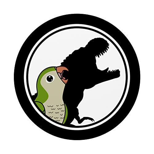 Parrot & T Rex Shadow I Green Monk Parakeet Quaker PopSockets Swappable PopGrip, Black - Image 3
