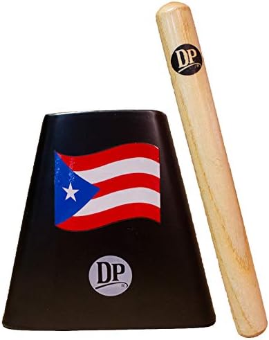 DP Music Puerto Rico Flag 5 Inch Metal Cow Bell Noise Maker with Beater - Cowbell for Sporting, Football Games, Events - Percussion Musical Instrument
