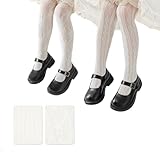 PALAY® 2Pcs Lace Pantyhose for Kids Girls White Patterned Lace Socks Lace Stockings Stretchy Lace Leggings for Girls Lace Tights for Girls White Lace Stockings for Girls Kids 5-8 Years Old