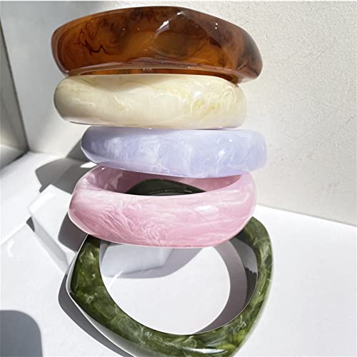 Natural Colorful Wooden Acrylic Large Round Bangles Wide Irregular Ethnic Wood Chunky Minimalist Cuff Bracelet Vintage Punk Cool Jewelry for Women2