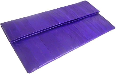 EEL Skin Leather Slim Light Elegant Clutch Pouch Wallet Purse Bag New (Indigo)