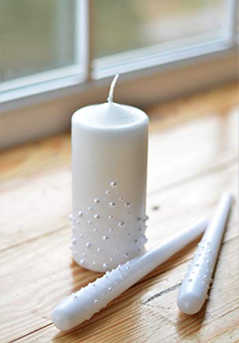 Magik Life Unity Candle Set for Wedding - Wedding Accessories for Reception and Ceremony - Candle Sets - 6 Inch Pillar and 2 10 Inch Tapers - Decorative Pillars White - Thumbnail 6