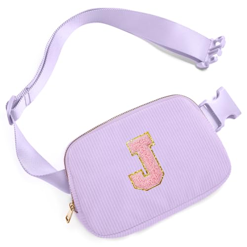 Image of Gitus Girls Birthday Gifts for 10-16 Year Olds - Initial Fanny Pack Belt Bag Crossbody Bag - Trendy & Personalized Preppy Stuff (Lavender-J)
