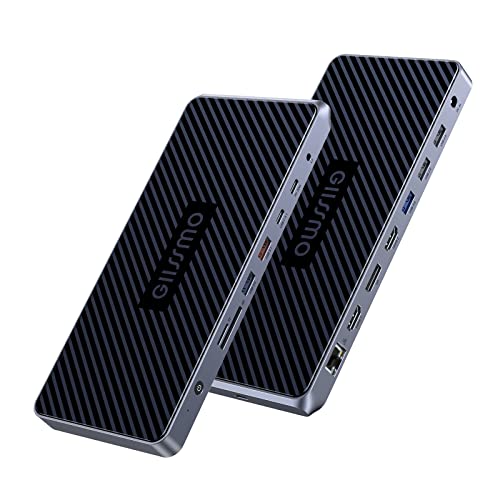 USB C Docking Station Triple Monitor for Windows and Mac, GIISSMO Universal Laptop Docking Station 4K Triple Display with 130W Adapter, 10Gbps USB C/A, 20W Charging, RJ45, USB 3.0/2.0, Audio(Stripe)