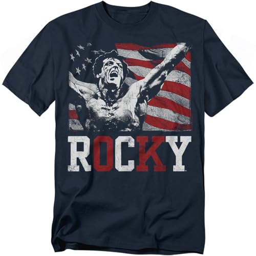 Popfunk Rocky Movie Sylverster Stallone American Flag T-Shirt (Large)