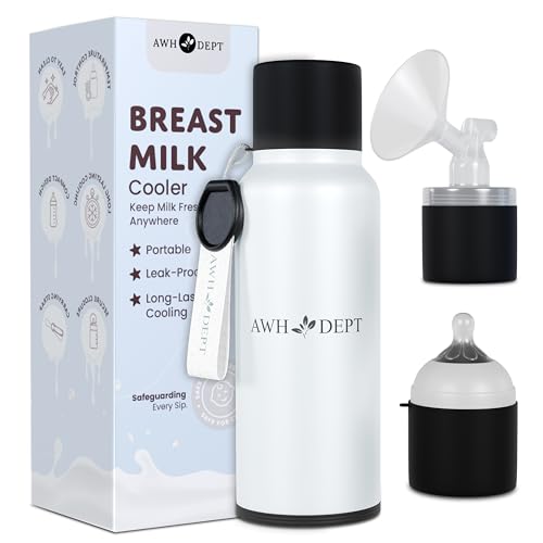Image of 22oz Breastmilk Cooler and Baby Bottle – Reusable Container & Ice Pack Combo that Cools On-the-Go 14+ Hours - Easy to Use w/ Wide Neck Breast Pumps and Replaces Breastmilk Pitcher /Feeder (Soft White)