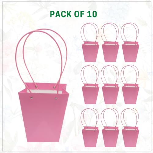 Image of Oasis Pack of 10 Conical Mauve Pink Flower Hamper Bags | Premium Floral Packaging Bags for Rakhi Gift Hampers, Flower Bouquets, Wedding, Return Gifts, Decorative Presentation & Florist Supplies.