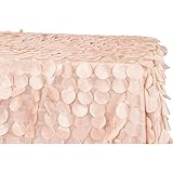 1 Pc, 90'X156' Petal Circle Taffeta Rectangular Tablecloth - Blush/Rose Gold for Wedding Or Event Decor
