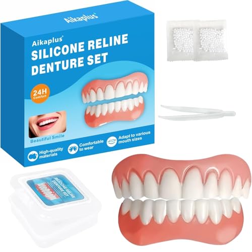 Moldable  Teeth - Silicone Dentures - Men and Veneers Teeth for Women - Upper and Lower Matching Set - Fix Your Smile at Within Minutes - Blue - 1PCS - Y7