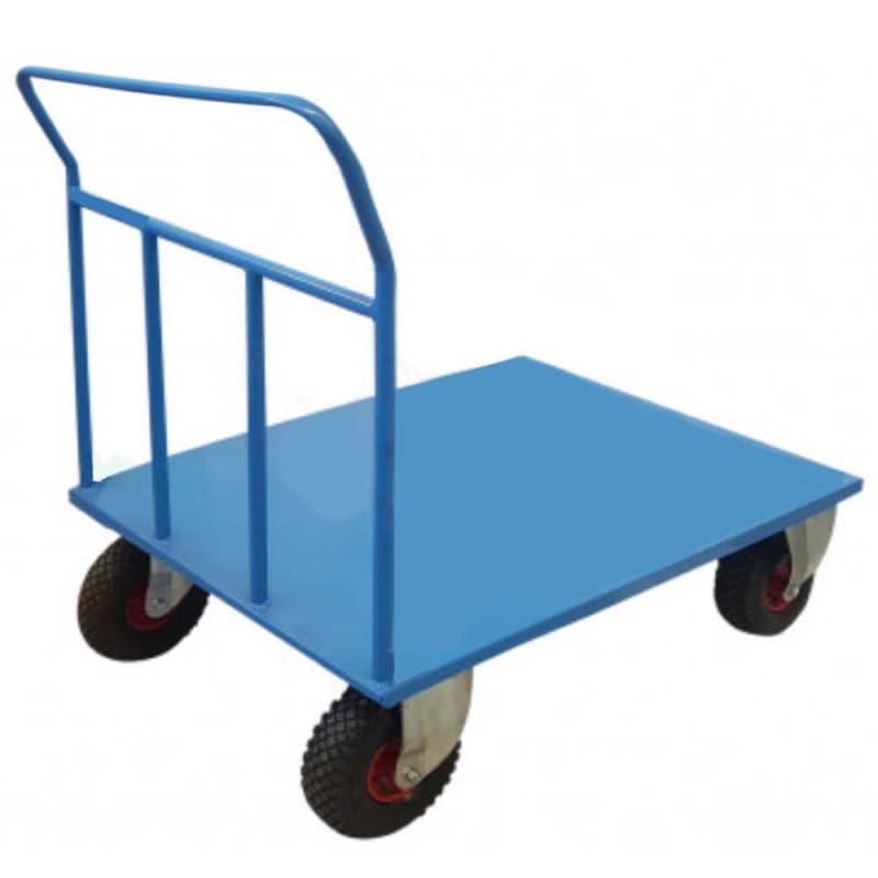 Carrello pianale singola sponda portapacchi cm.120x80xh.90 a 4 ruote pneumatiche kg.500 trasporto cartoni in magazzini 16FSP-2