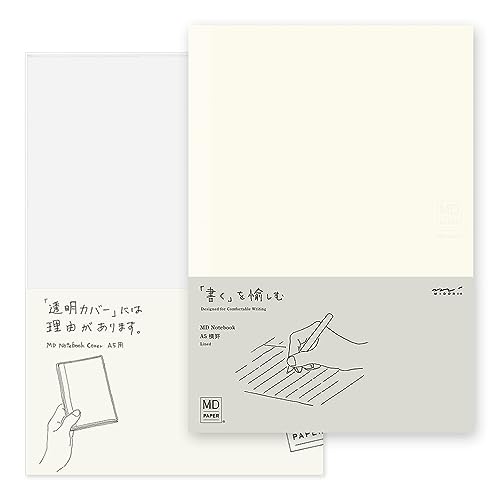 DESIGNPHIL 15294006 Midori Notebook, MD Notebook, A5, Horizontal Ruled + Notebook Cover by Midori - Used condition - US$16.38