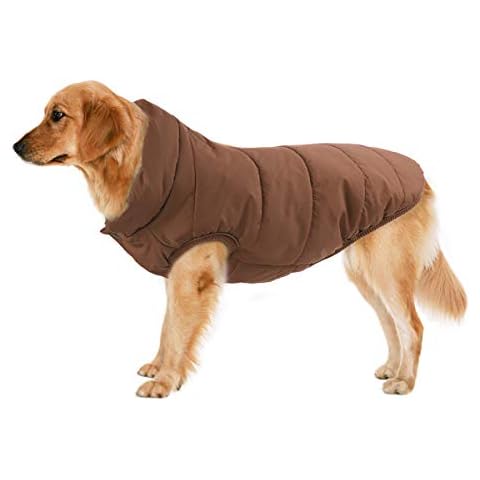 TFENG Dog Coat Fleece Lining Dog Winter Jacket for Most Dogs Brown XL Cover