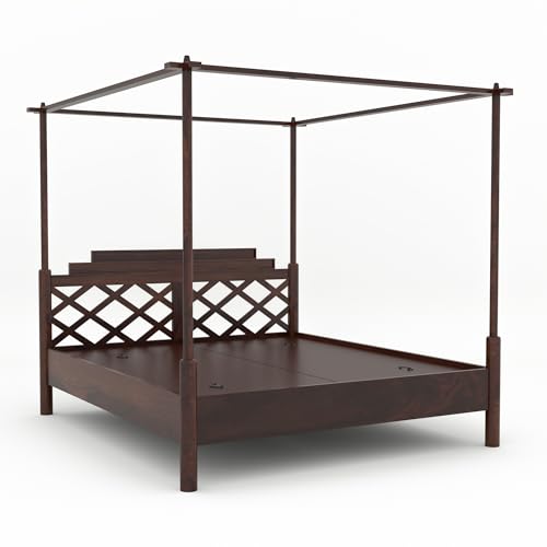 Image of Sheesham Solid Wood King Size Jaipur Poster Bed for Home| Beautiful Bedroom (King, Jaipur Poster Bed)