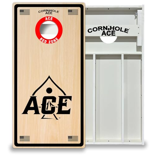 CornholeAce ACE Red Zone All Weather Pro Cornhole Board Set - Waterproof 4x2 Regulation Size, Made in USA, Triple Wide Legs, 3/4' PVC, Official Tournament Boards, Outdoor Ready (2 Boards)