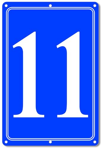 Image of Premium Aluminum Number Signs 11, Metal 12 inch X 8 inch Blue Numbered Signs Outdoor for Parking Lots, Floor, Dock, Court, Aisle, Field, High Visibility, No Fade, Weather-resistant