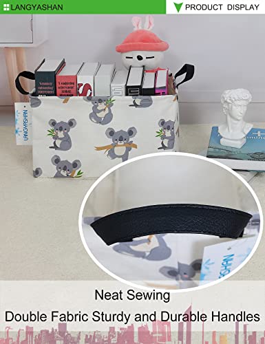 Langyashan Rectangular Storage Bin Collapse Canvas Fabric Cartoon Storage Basket With Handles For Organizing Home Kitchen Boys And Girls Toys Office Closet Shelf Baskets(Rec Gray Koala) #TOP4