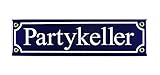 Buddel Bini Straßenschild Partykeller Emaille Kneipenschild, 30 x 8 cm, blau