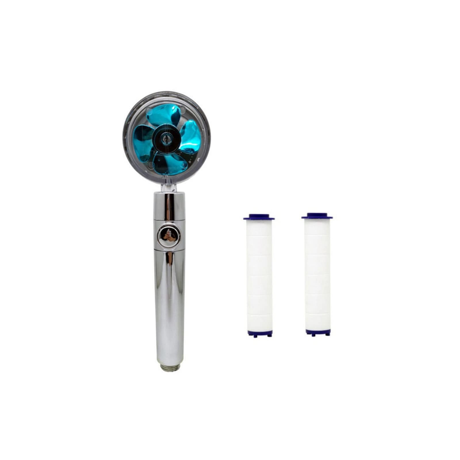 Kit de pommeau de douche haute pression bleu azur orientable avec 2 filtres