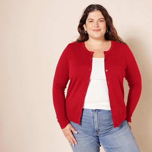 image for Amazon Essentials Women's Lightweight Crewneck Cardigan Sweater (Avail