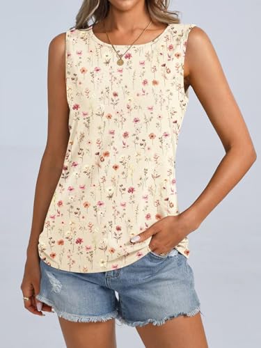 ORANDESIGNE Womens Floral Tank Tops Crewneck Sleeveless Shirts Casual Summer Loose fit Top4