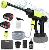Cordless Portable Pressure Washer 1000 PSI - 4000mAh* 2 Rechargeable Battery, Electric Power Washer Gun with 6-in-1 Adjustable Nozzle for Washing Cars,Floor,Garden,Home,Outdoor Cleaning