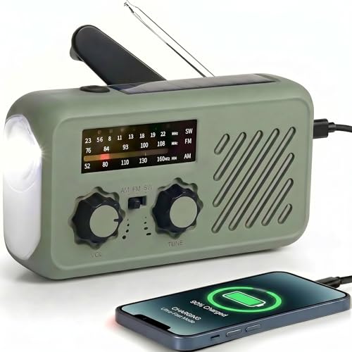Radio Di Emergenza Portatile, Alimentazione Solare A Mano Cranked Am/Fm, Radio Di Sopravvivenza Di Emergenza, Radio Di Emergenza, Allarme Sos 2000 Mah