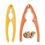 2PCS NutCracker, Kaloo Stainless Steel Nut Crackers for All Nuts, Nutcracker Tool for Walnet, Pencan, Chestnut, Crab, Lobster and More, Ergonomic Handle (Unique Pattern, Orange + Yellow)