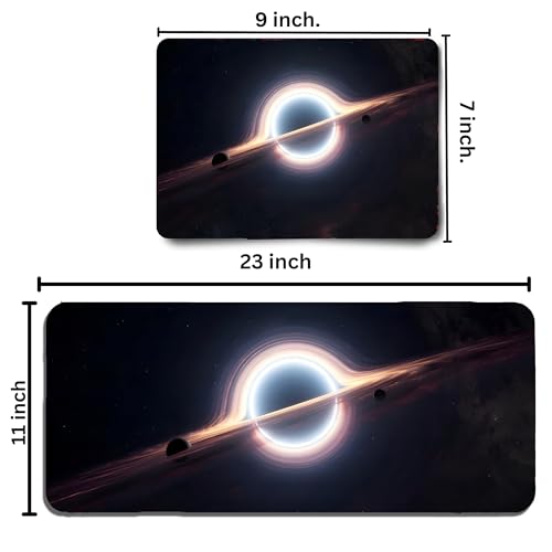 Image of Black Hole Combo XL Extended Gaming Mouse Pad | XXL Large Desk Mat 60x30cm for Laptop & PC | Non-Slip Rubber Base, Waterproof, Durable & Smooth Surface | Office, Gaming & Study, asthetic