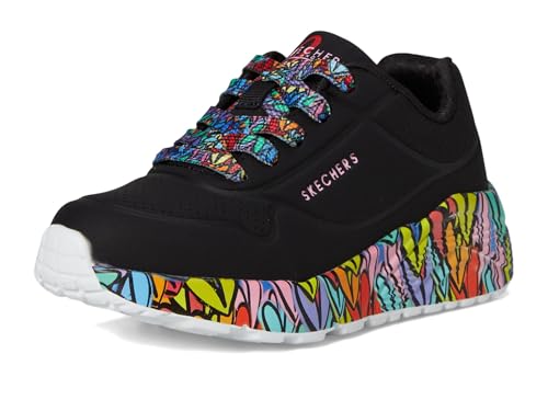 Skechers Girl's Uno Lite Subtle Love Sneaker, Noir, 10.5 UK Child