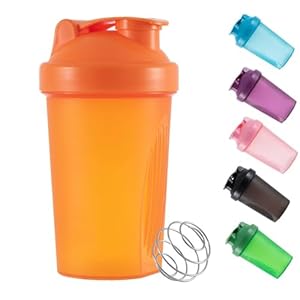 Shaker Fles Voor Eiwitpoeder Blender Plastic Workout Waterfles 400 ml met Mixball Non-Leak Cap Shaker Cups voor Fitness Sport Gym Supplement Drankflessen (Oranje)