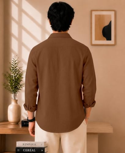 Trendy Threads Men's Full Sleeve Casual Shirt Khakhi M - Image 4