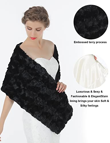 BEAUTELICATE Faux fur Shawl For Women Wedding Bridal Wrap Stole Shrug Warm Winter Cover Up for Evening Dress4