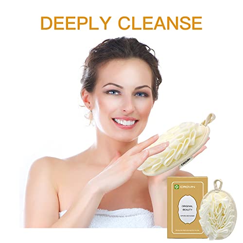 Crovin Bath Shower Pouf Sponge - 4 Count Exfoliating Mesh Pouf Sponge-Large 5X7 Premium Loofah Shower Scrubber For Men And Women-Elastic Hand Strap Body Brush To Soothe, Cleanse Your Skin #TOP4