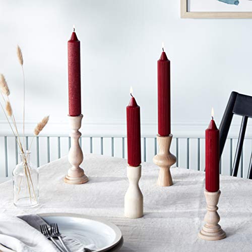 Root Unscented Grecian Collenettes Dinner Candles, 9-Inch Tall, Box Of 4, Garnet #TOP4
