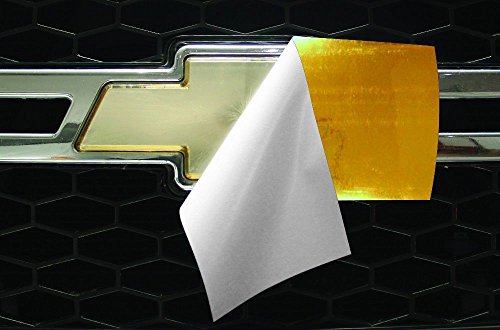 Factory Crafts Decal Chevy Bowtie Emblem Overlay Graphics Kit Vinyl Decal Wrap Compatible with Chevrolet - Chrome Gold (x2)