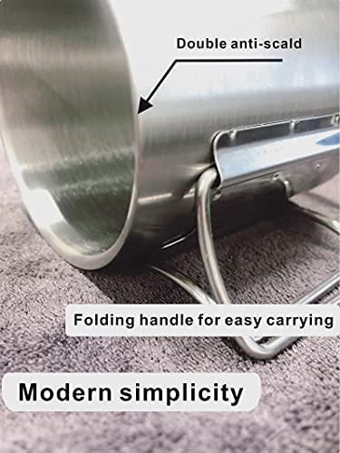 Sxshuosi Simple Outdoor Camping Cup Coffee Mug Mug, Double Wall Stainless Steel Mug Travel Mug, Foldable Handle Camping Mug, 300Ml, Silver #TOP3