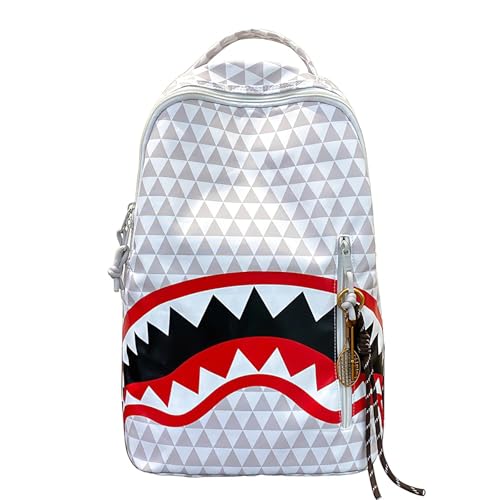 Large Capacity Laptop Backpack Water Resistant Durable Daily Carry Backpack Graphic Urban Streetwear Bookbag for Commuting (White)