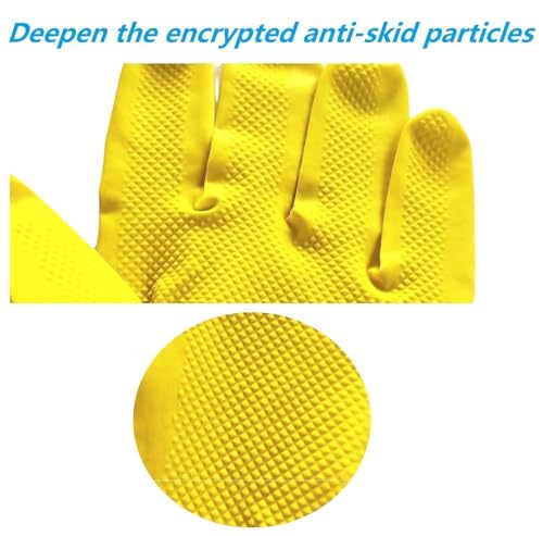 Image of Natural Rubber Household Gloves - Reusable & Waterproof for Cleaning, Dishwashing, Kitchen & Bathroom Use - Comfortable Fit with Non-Slip Grip - Durable & Long-Lasting (Yellow, 5 Pair)