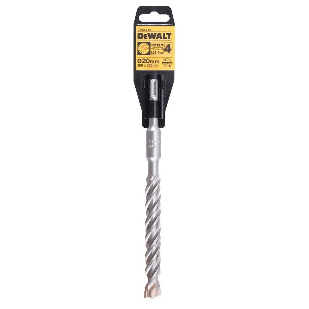 DEWALT DT9684-QZ Drill Bit SDS-Plus Extreme De 4 Cortes 20x250x200mm for DIYers & Professionals, Made for Drilling and Material Removal, Single Unit