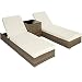 Produktbild TecTake 403771 2er Set Aluminium Polyrattan Sonnenliege + Tisch, Gartenmöbel Set inkl. Schutzhüllen und 2 Bezugsets, Edelstahlschrauben, Natur
