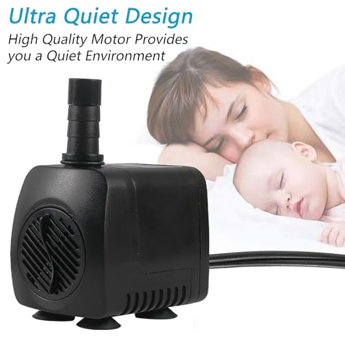 AITIAO 15W 220 GPH Submersible Fountain Water Pump Ultra Quiet Adjustable Pump (800L/H) with 12 Colorful Automatic Color Changing LED Lights for Water Feature Aquarium fish tanks Outdoor Fountain