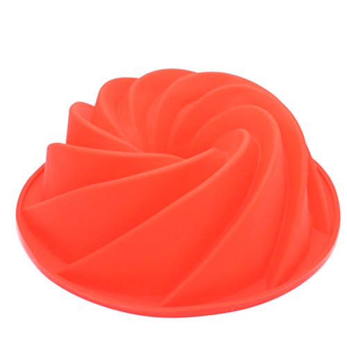 WEFOO Silicone Fluted Bundt Pan Cake Mold,BPA Free, Non-Stick European-Grade Silicone,Red