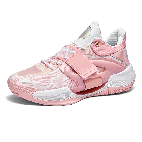 CJSPORX Men Women Basketball Shoes Breathable Non Slip Outdoor Fashion Sneakers Pink-5 Size 8.5